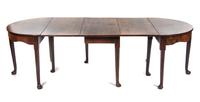 A George II Mahogany Three-Part Dining Table, MID-18TH CENTURY, Height 28 x width 98 1/4 x depth 41 3/8 inches. — MID-18TH CENTURY,