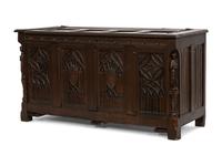 A French Gothic Revival Carved Oak Coffer