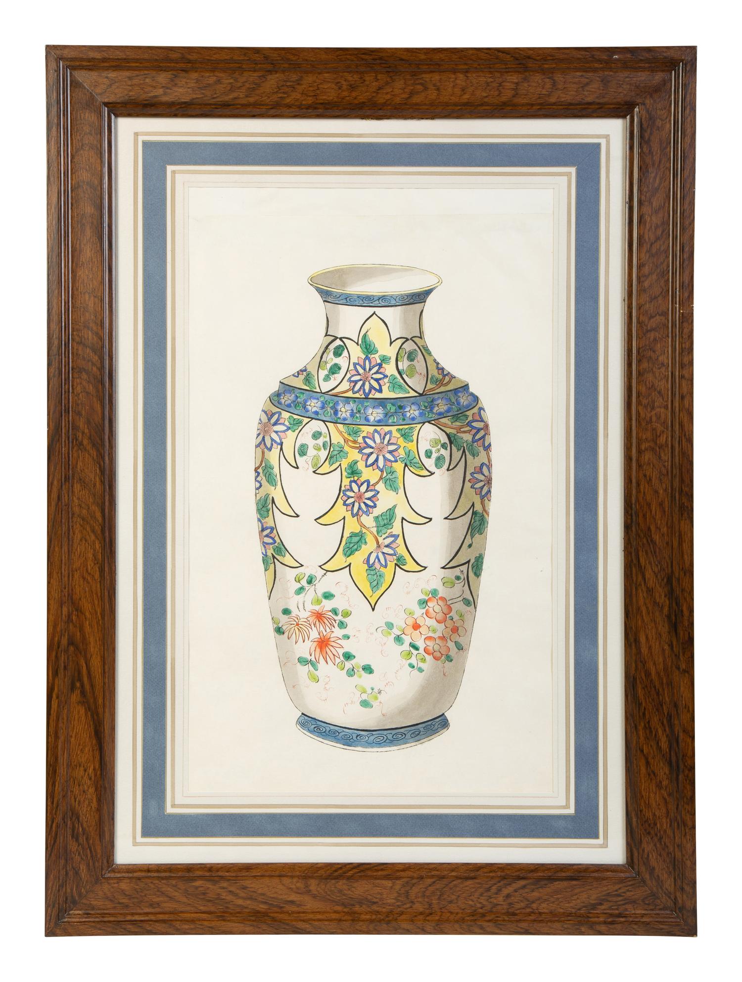 A Group of Eight Framed Chinese Works on Paper Depicting Export Porcelains — EARLY 20TH CENTURY