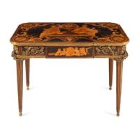 A Louis XVI Style Marquetry and Gilt Bronze Mounted Occasional Table