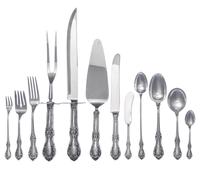 An American Silver Flatware Service, International Silver Co., Meriden, CT, Wild Rose pattern, comprising: 12 dinner knives 8 dinner fo
