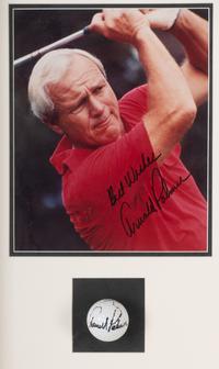 A Jack Nicklaus, Arnold Palmer and Gary Player "Big Three" Signed Autograph Golf Ball and Photograph Shadowbox Display,