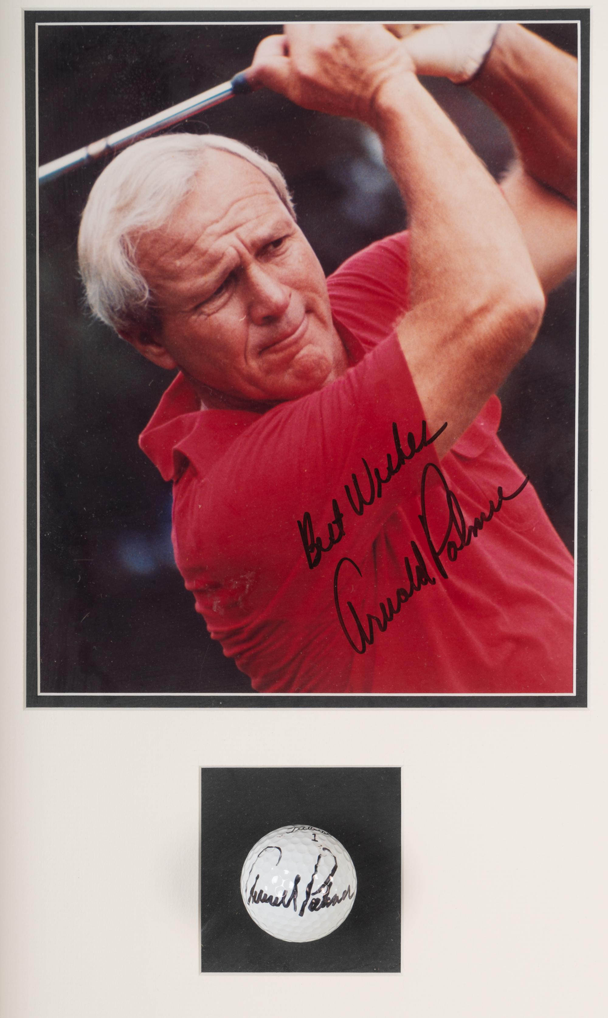 A Jack Nicklaus, Arnold Palmer and Gary Player "Big Three" Signed Autograph Golf Ball and Photograph Shadowbox Display,