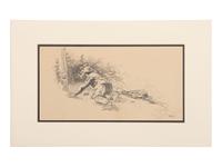 [CIVIL WAR]. TABER, Isaac Walton, artist. Pen and ink drawing of electronic eavesdropping.