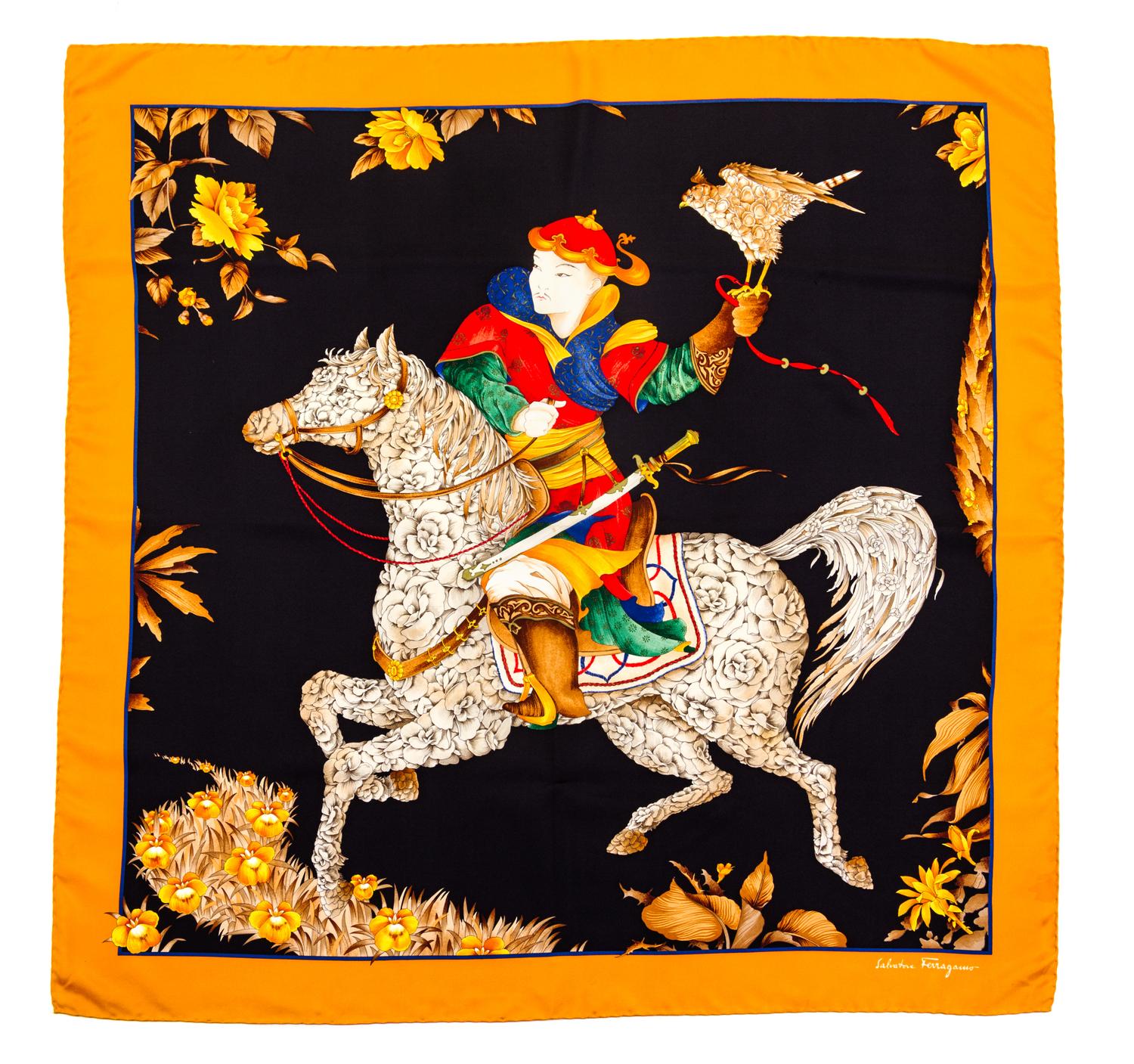 A Salvatore Ferragamo Silk Scarf, 35" x 35".