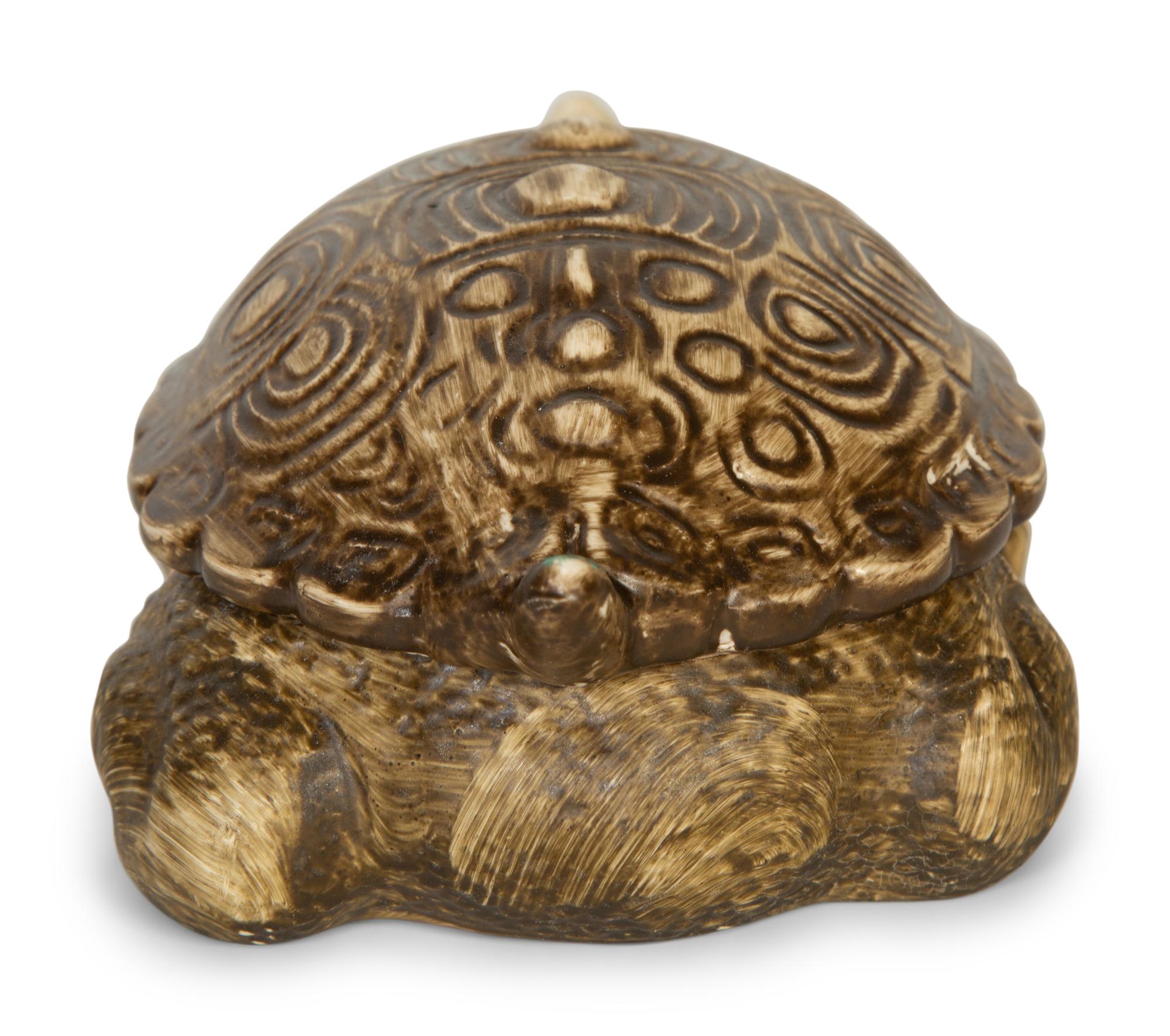 Six Carole Stupell Painted Ceramic Individual Covered Turtle-Form Soup Tureens