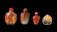 Four Chinese Russet Jade Snuff Bottles