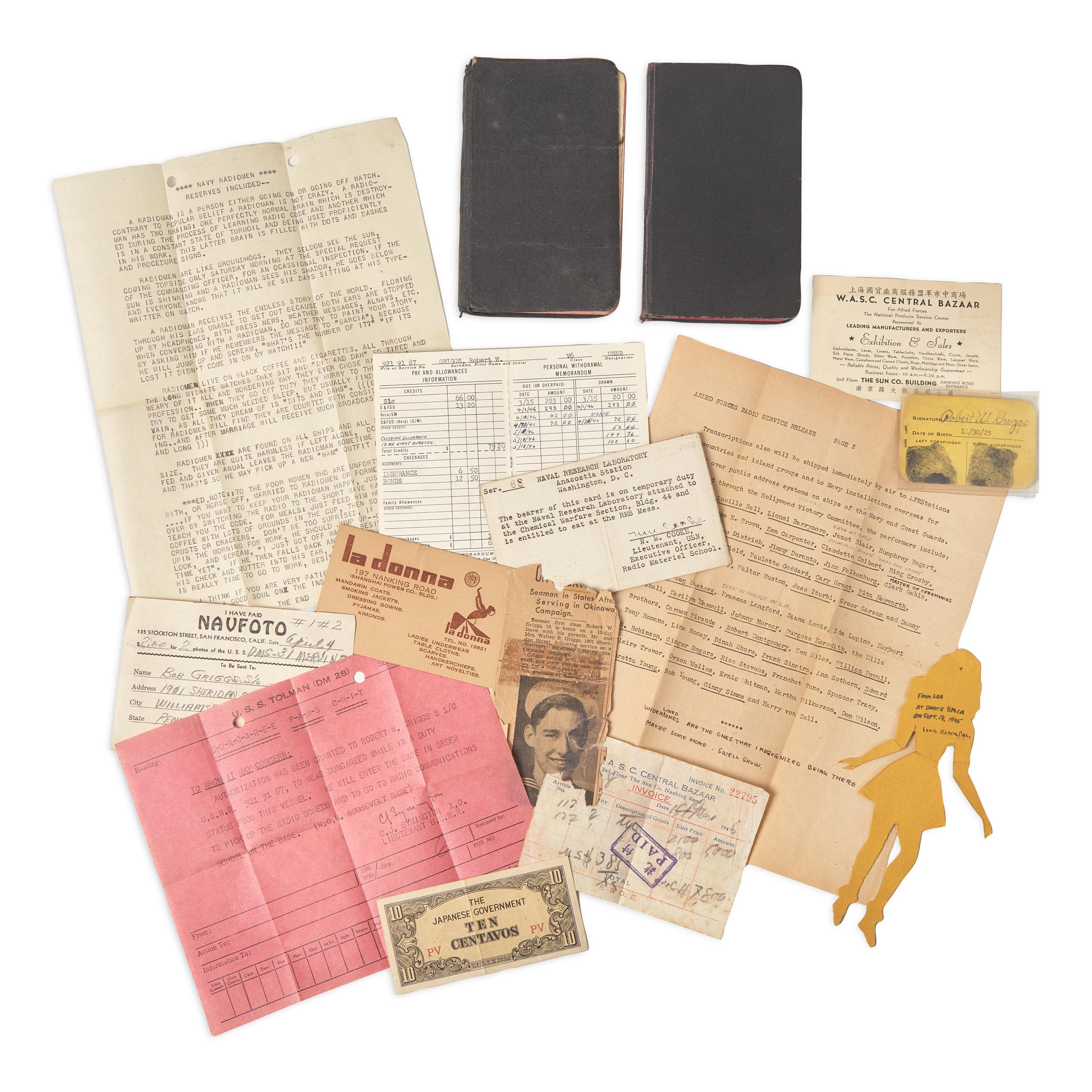 [World War II] Sailor's Pacific Theater Daily Journals, 1945-46, including Mention of the Dropping of the Atomic Bomb and Japan's Surrender