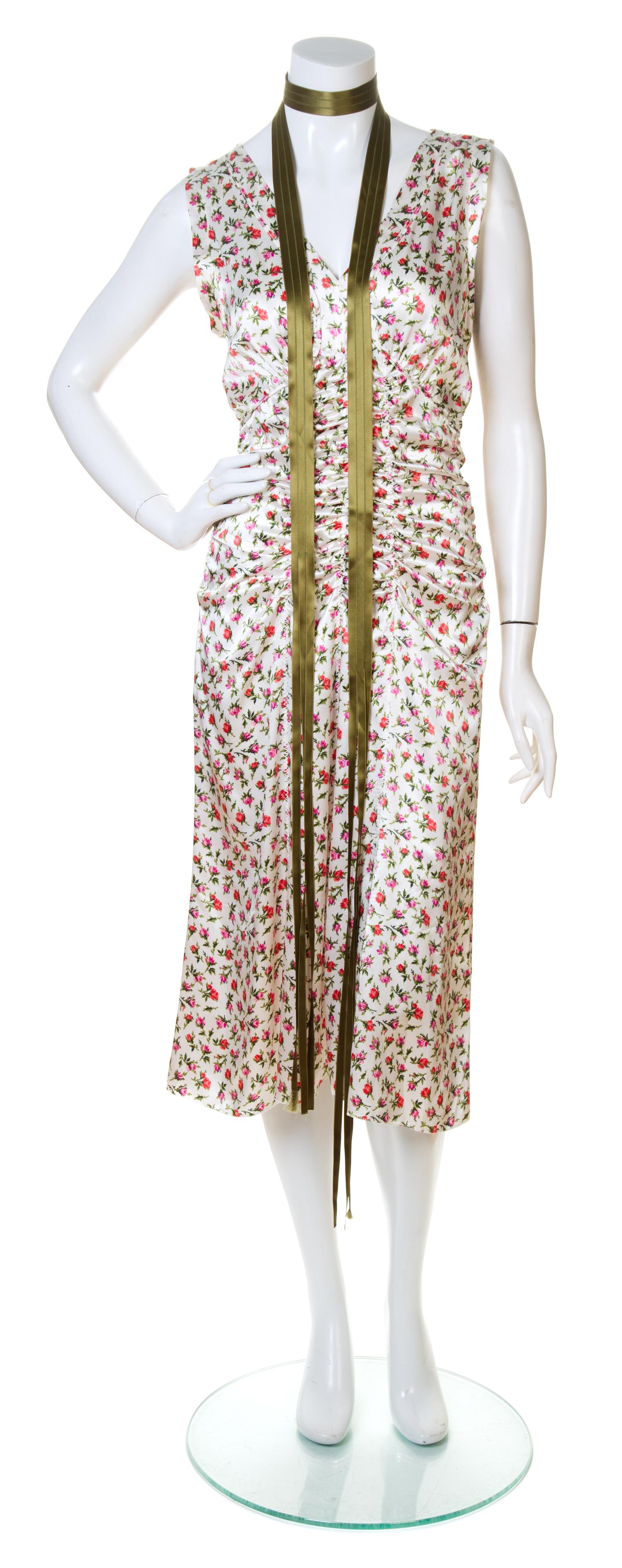 A Prada Silk Floral Sleeveless Dress, Size 42.