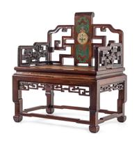A Hardstone Inset Hardwood Armchair