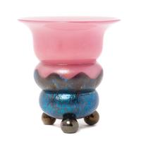 An Iridescent Glass Vase Height 4 1/2 inches.