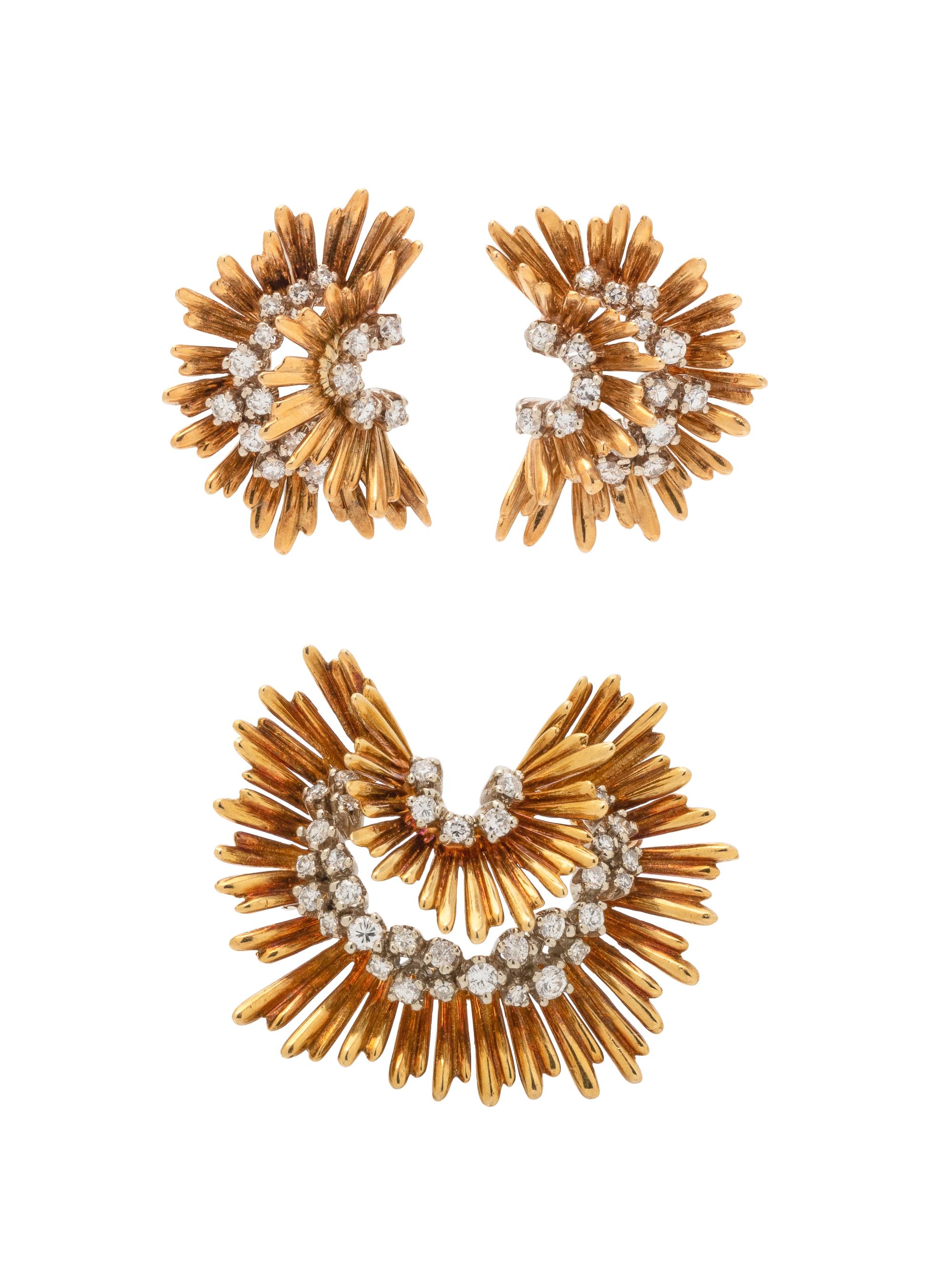 FRENCH, YELLOW GOLD AND DIAMOND SET
