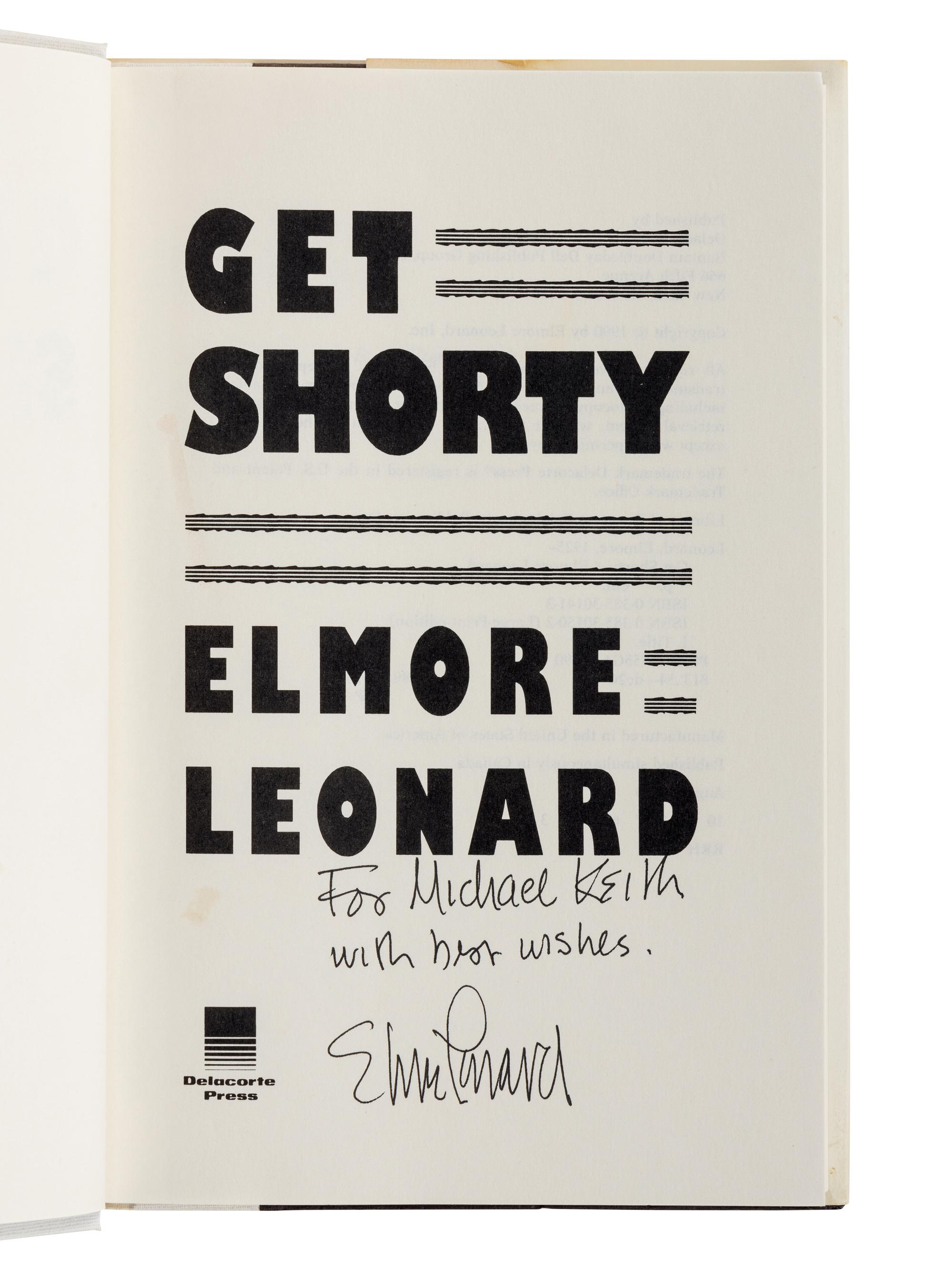 LEONARD, Elmore (1925-2013). A group of 11 FIRST EDITIONS of Leonard’s works later adapted into films, ALL SIGNED OR INSCRIBED, comprising: