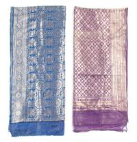 Two Indian Metallic Thread Embroidered Silk Saris 43 x 199 inches. — MID-20TH CENTURY