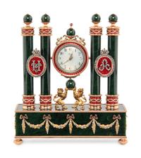 A Gold, Guilloché Enamel, Silver-Gilt and Gemstone-Mounted Nephrite Clock