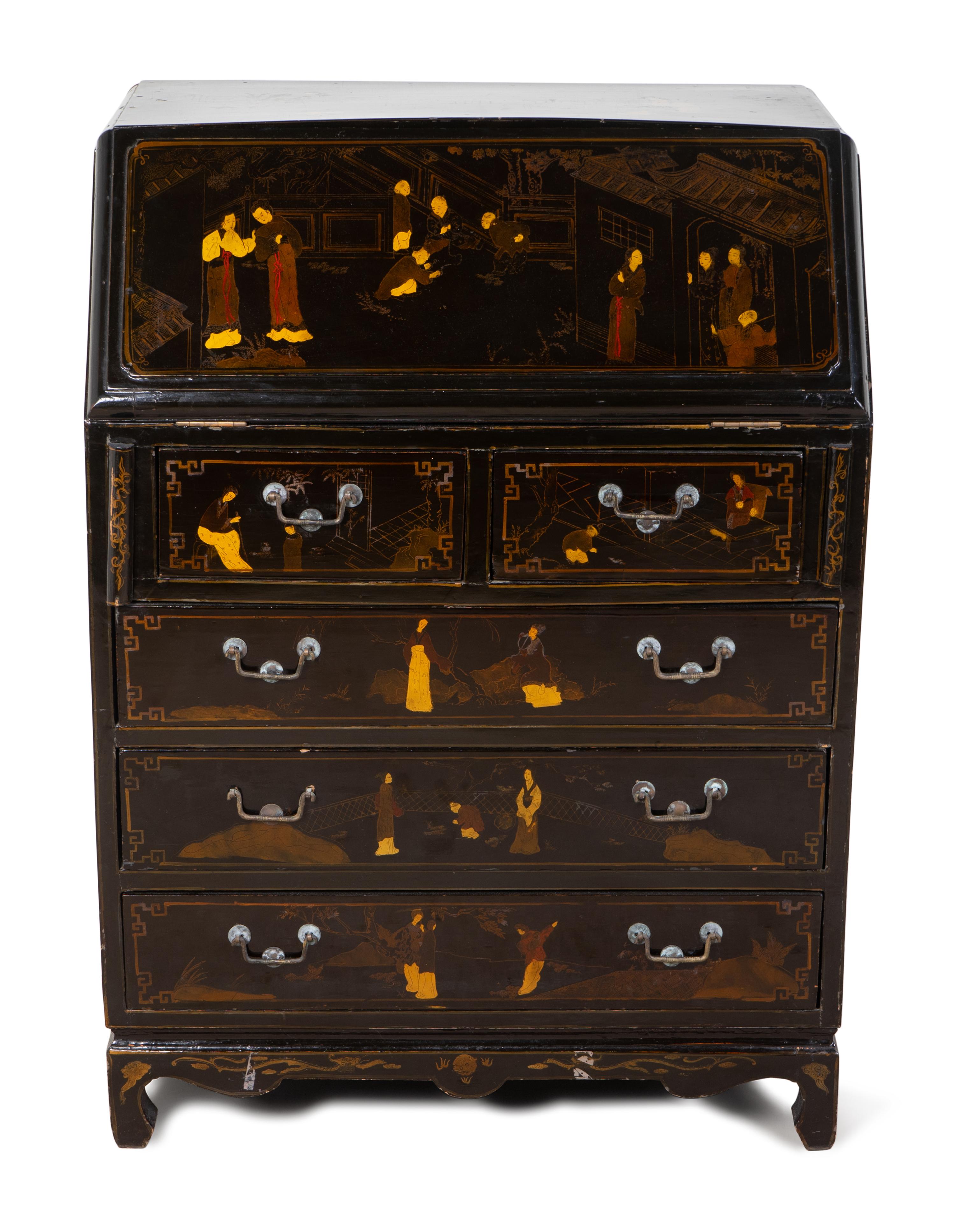 A Chinese Export Style Lacquered Slant-Front Desk — 20TH CENTURY