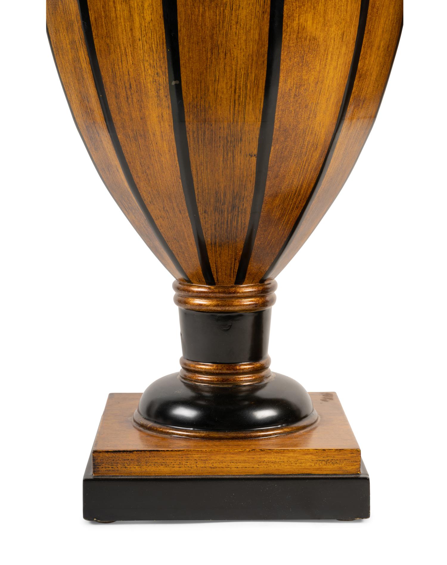 A Pair of Georgian Style Parcel Ebonized Cutlery Urns