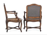 A Pair of Louis XV Style Caned Fauteuils