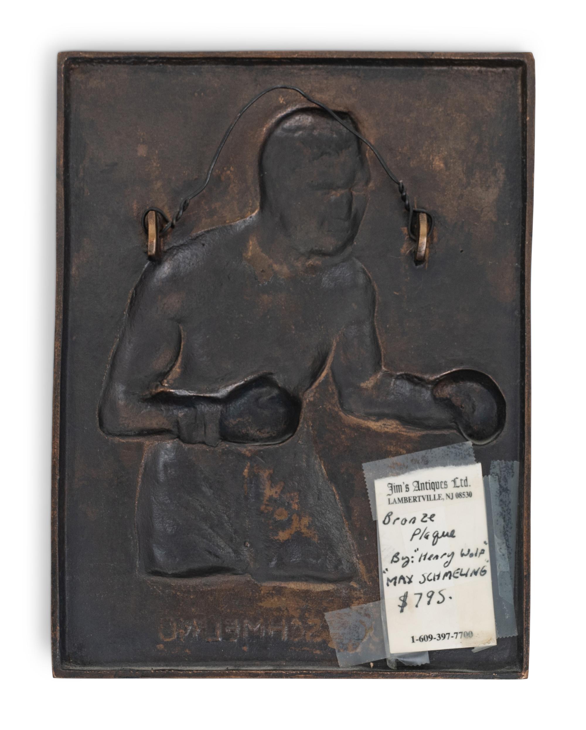 An Original 1930 Bronze of Max Schmeling Plaque by Henry Wolf,