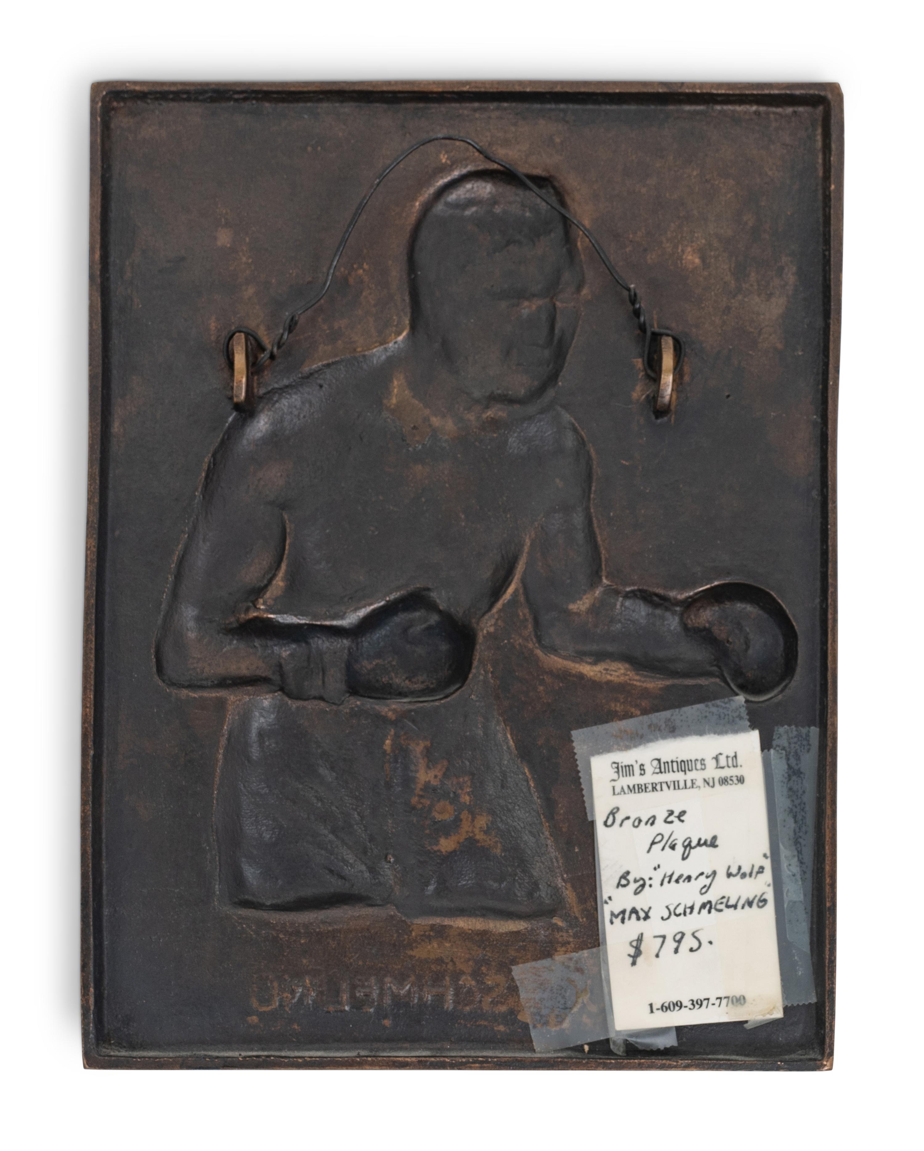 An Original 1930 Bronze of Max Schmeling Plaque by Henry Wolf,