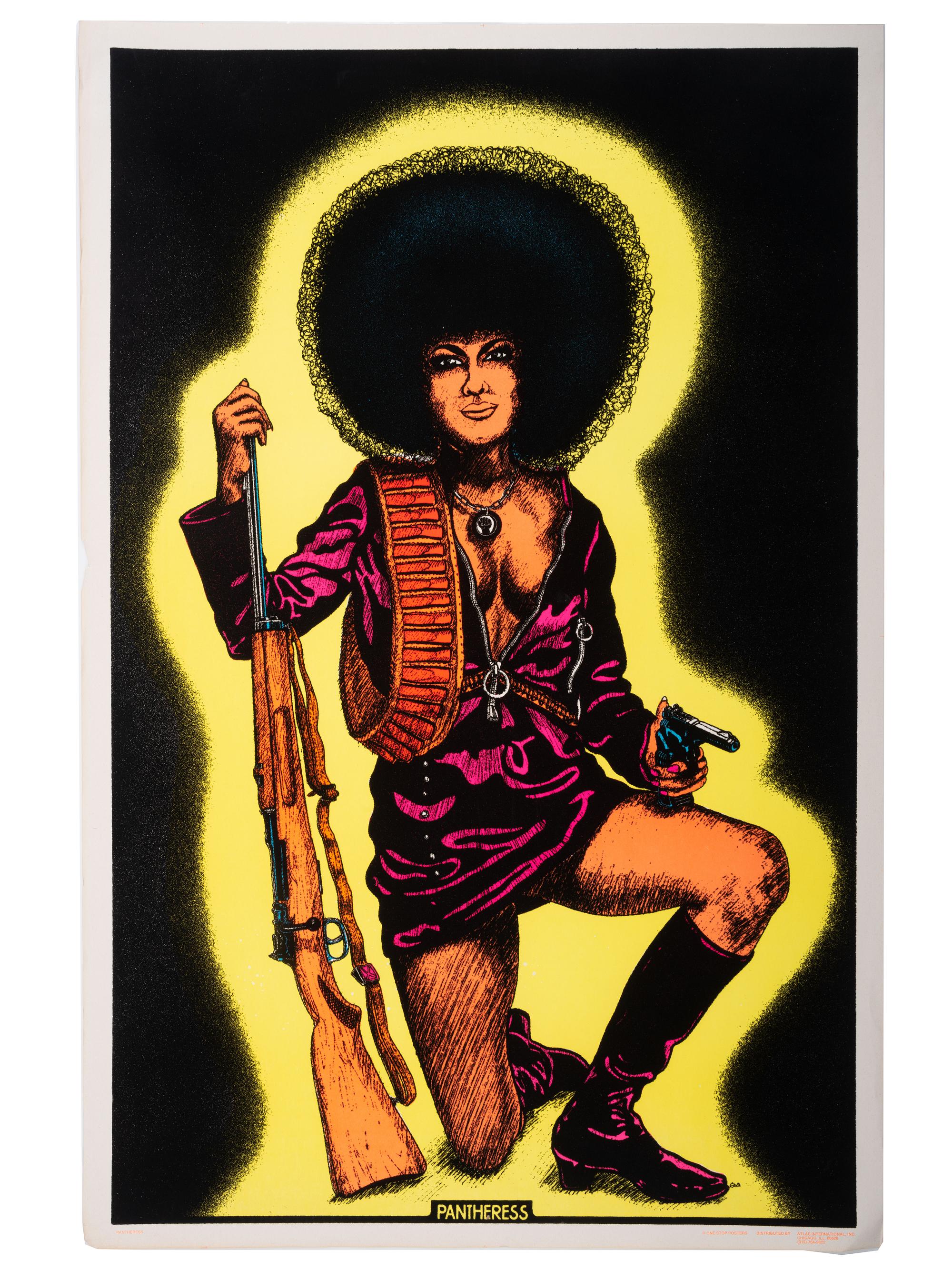 [BLACK POWER]. A group of 7 Black Power blacklight/Day-Glo posters including a velvet example.