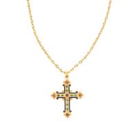 EMERALD, RUBY, AND ENAMEL CROSS PENDANT NECKLACE