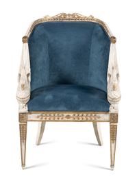 An Empire Style Painted and Parcel-Gilt Bergere