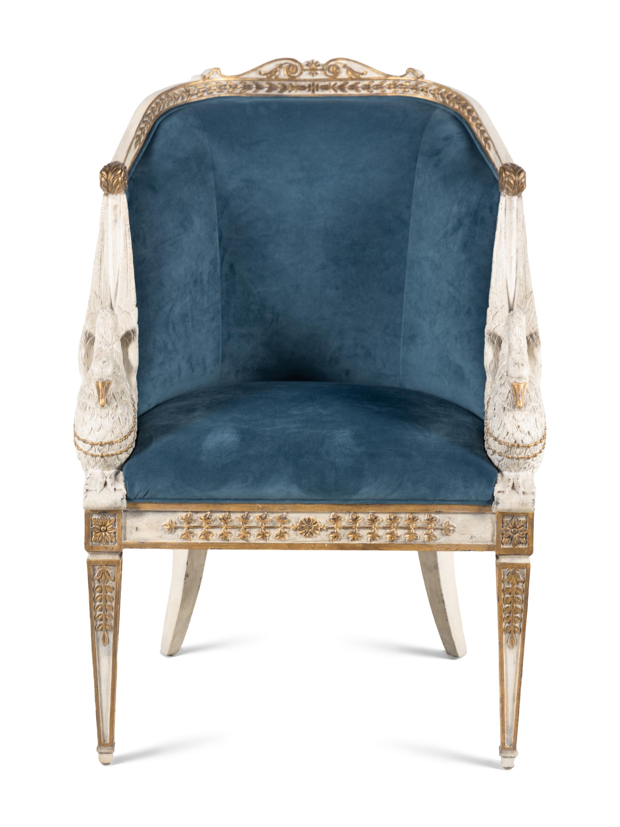 An Empire Style Painted and Parcel-Gilt Bergere
