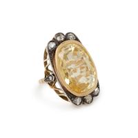 YELLOW SAPPHIRE AND DIAMOND RING