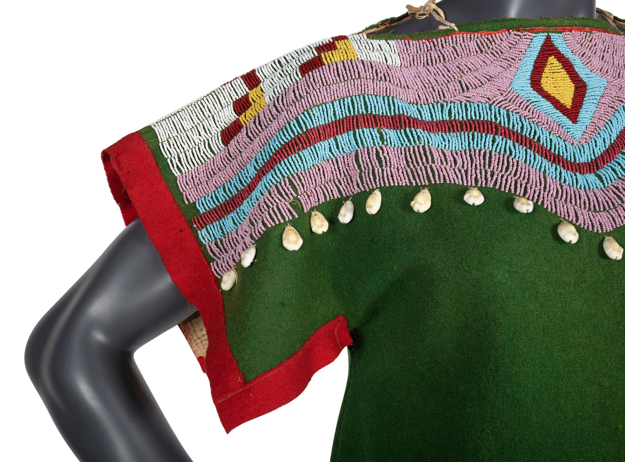 Plateau Girl's Beaded Wool Dress, with Cowrie Shells