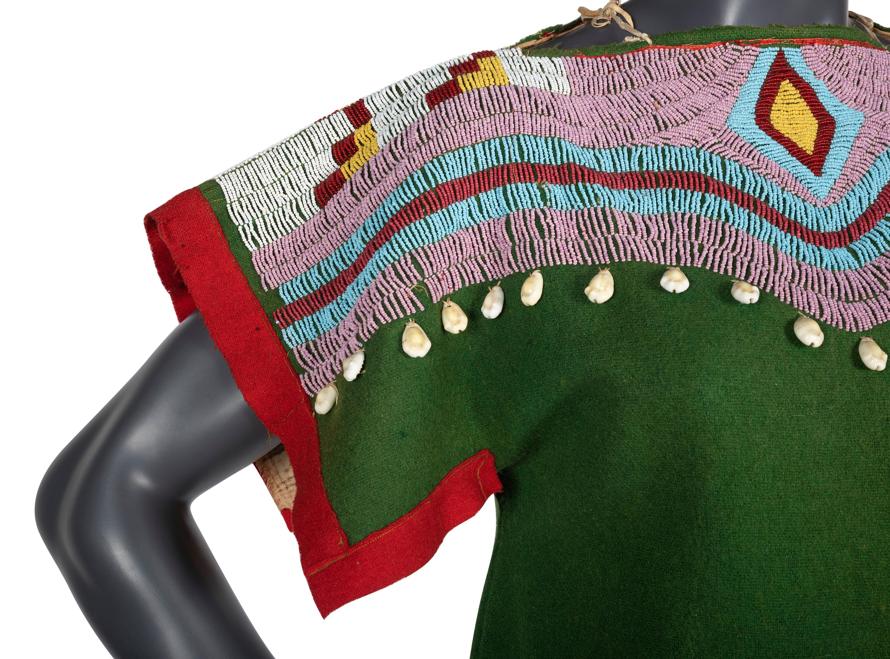 Plateau Girl's Beaded Wool Dress, with Cowrie Shells