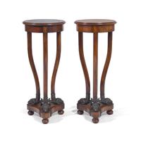 A Near Pair of Theodore Alexander Regency Style Mahogany and Patinated-Bronze Plant-Stands