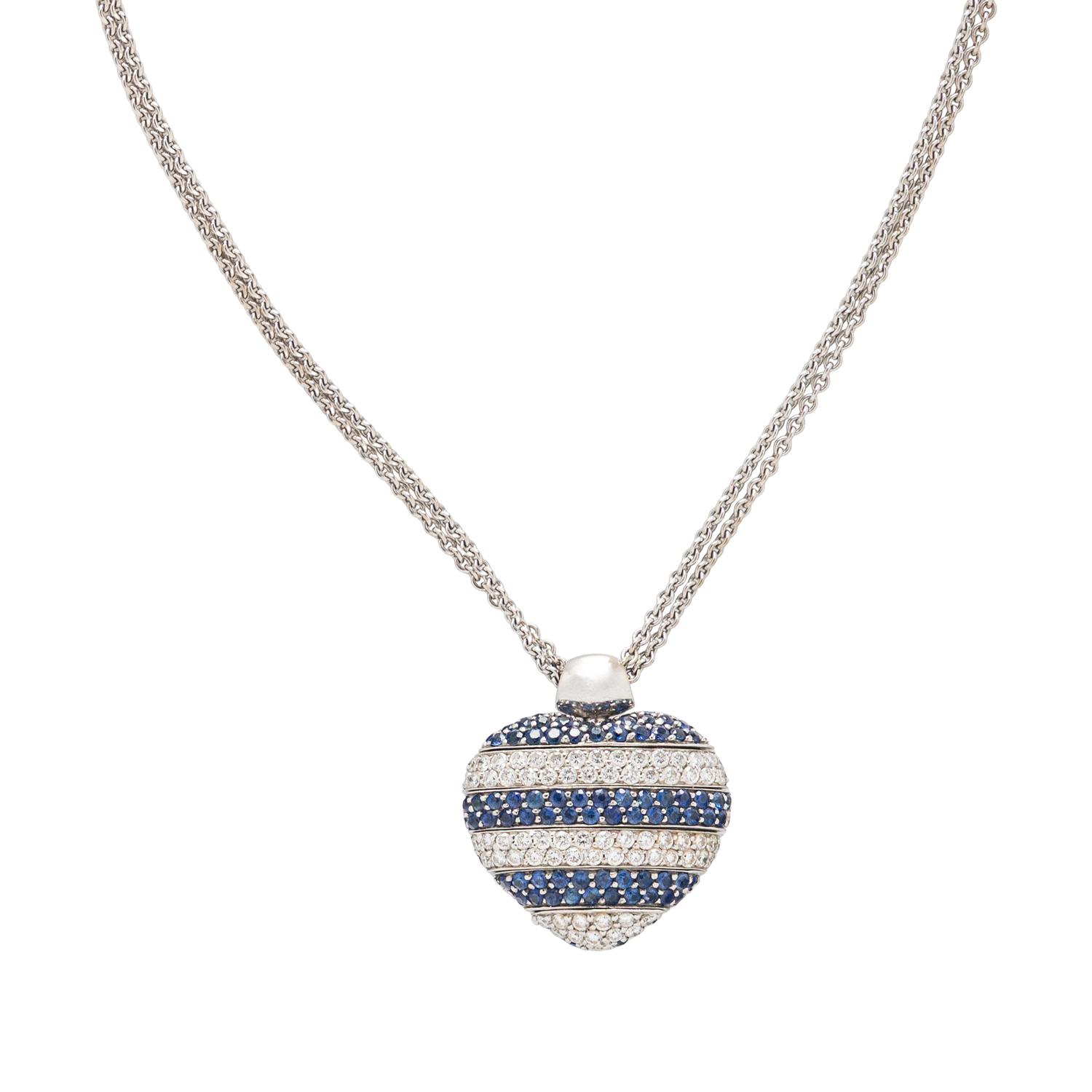 CRIVELLI, SAPPHIRE AND DIAMOND ADJUSTABLE HEART PENDANT