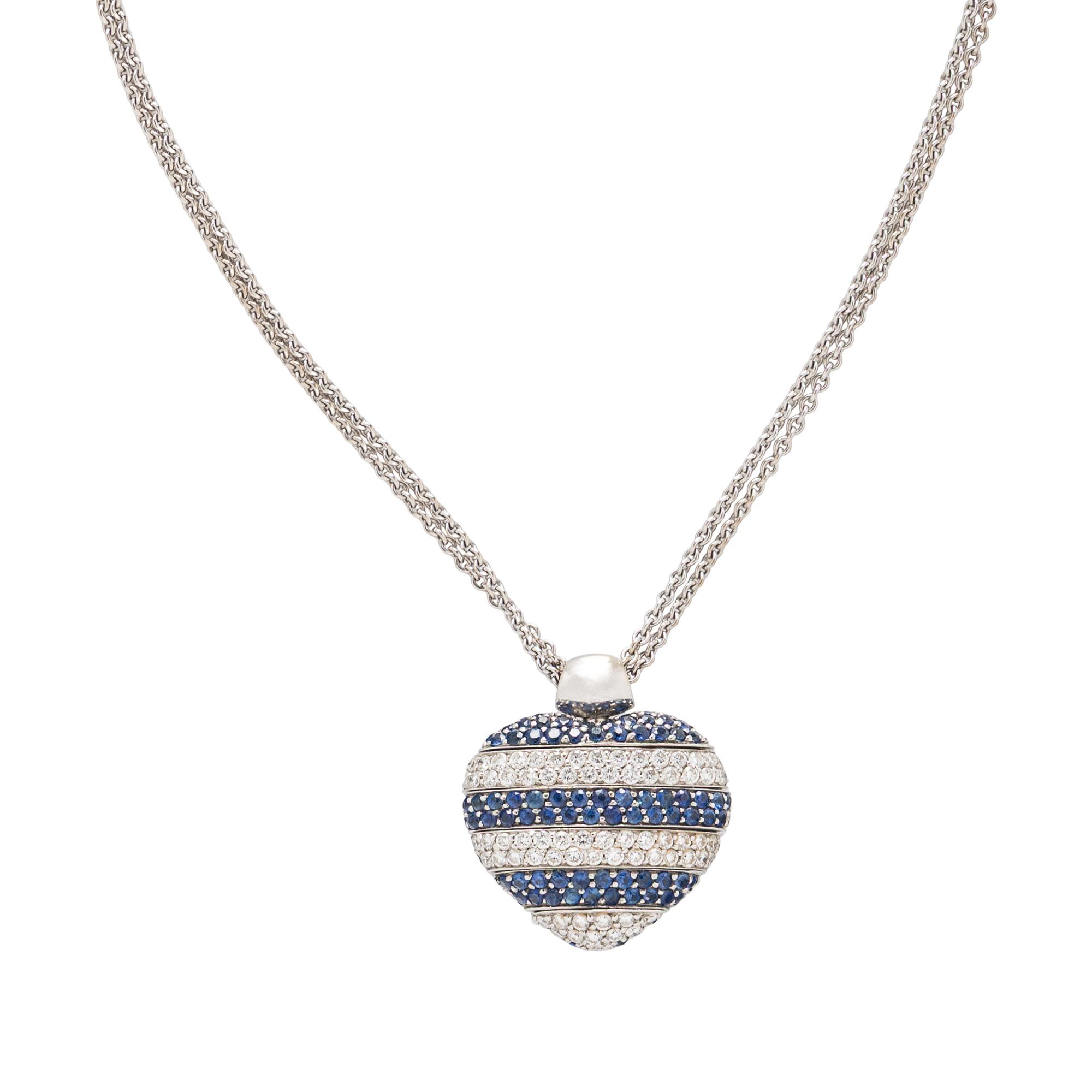 CRIVELLI, SAPPHIRE AND DIAMOND ADJUSTABLE HEART PENDANT