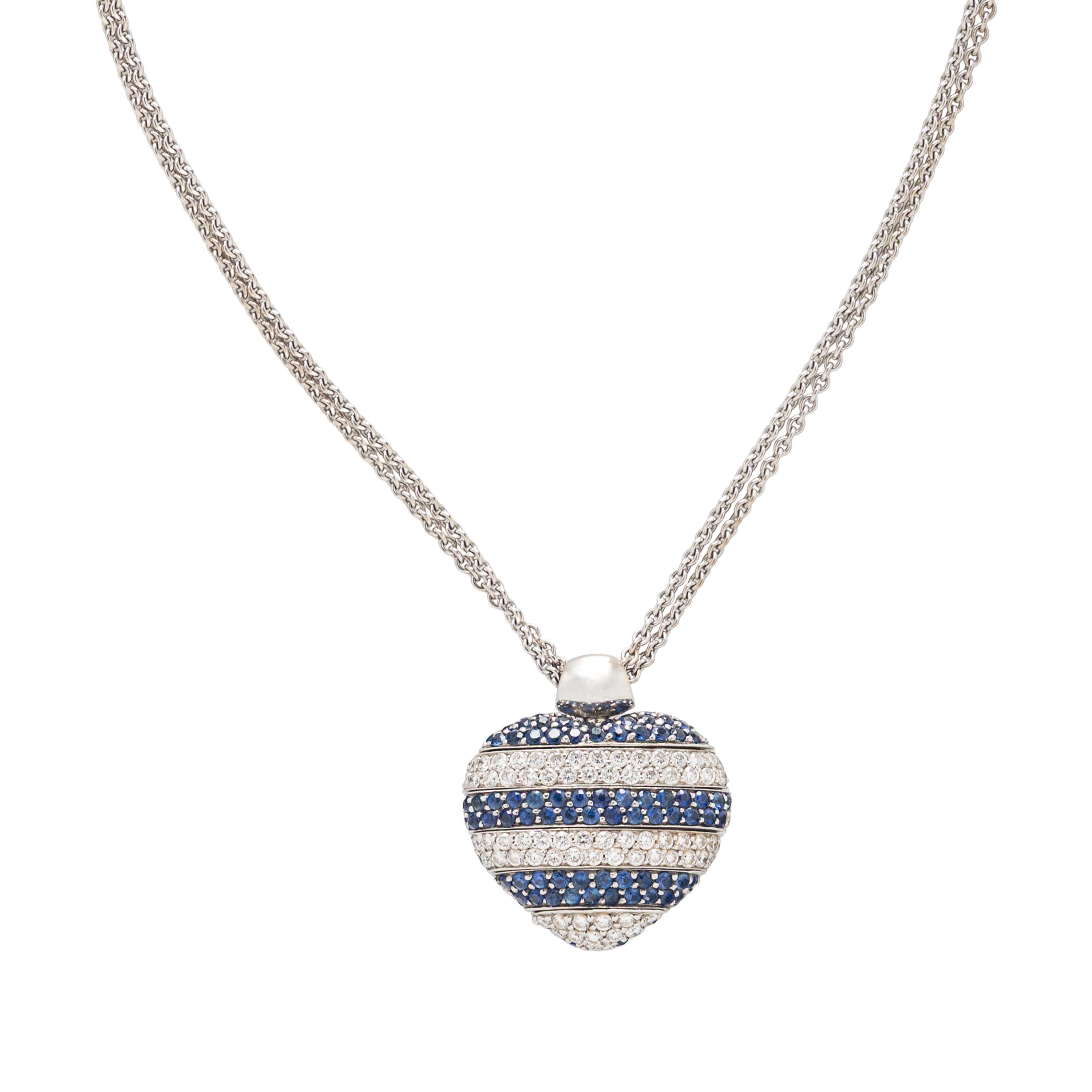 CRIVELLI, SAPPHIRE AND DIAMOND ADJUSTABLE HEART PENDANT