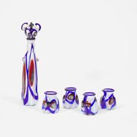 Thomas Kekic (American, 1943-1986) Glass Decanter with Four Tumblers, USA, 1972