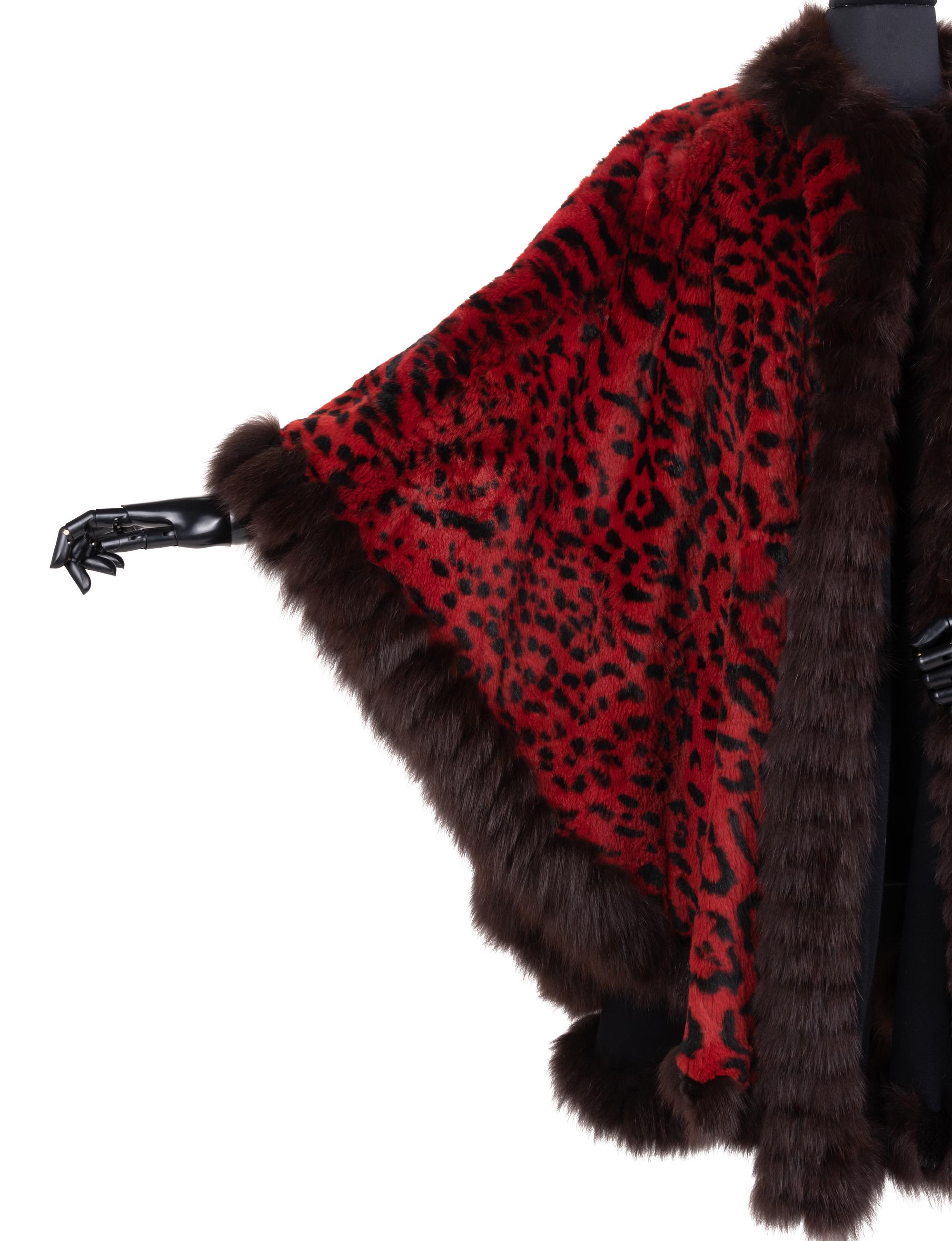 Yves Saint Laurent Leopard Print Fur Poncho, 1980-90s