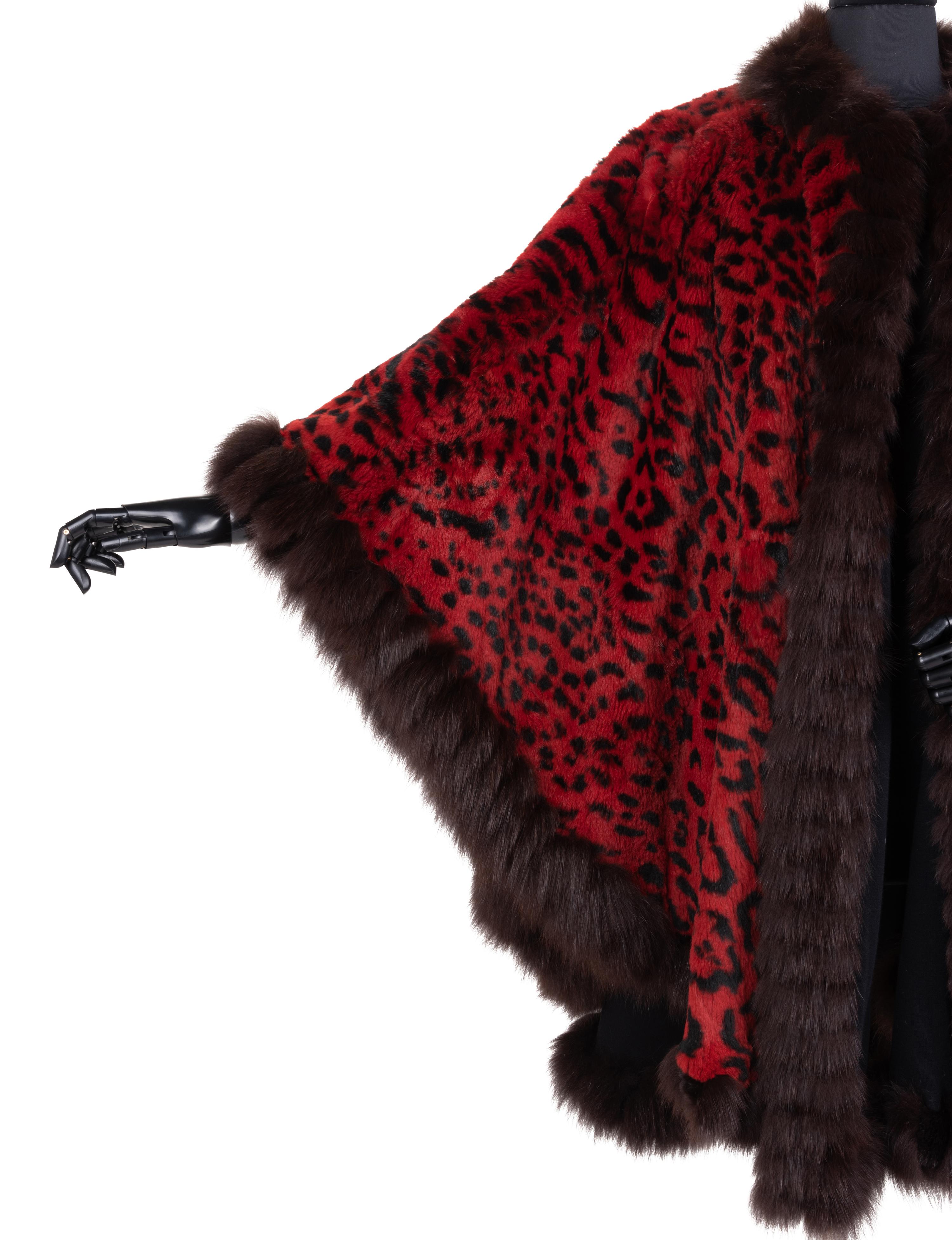 Yves Saint Laurent Leopard Print Fur Poncho, 1980-90s