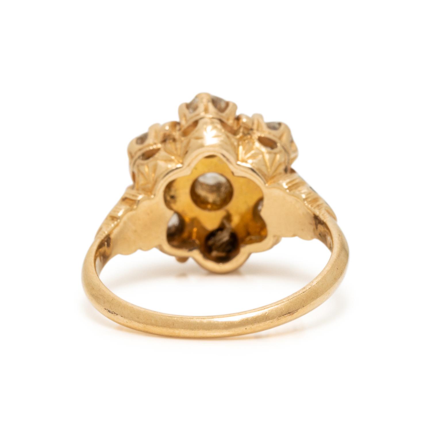 YELLOW GOLD, DIAMOND, AND ENAMEL RING