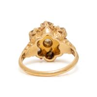 YELLOW GOLD, DIAMOND, AND ENAMEL RING