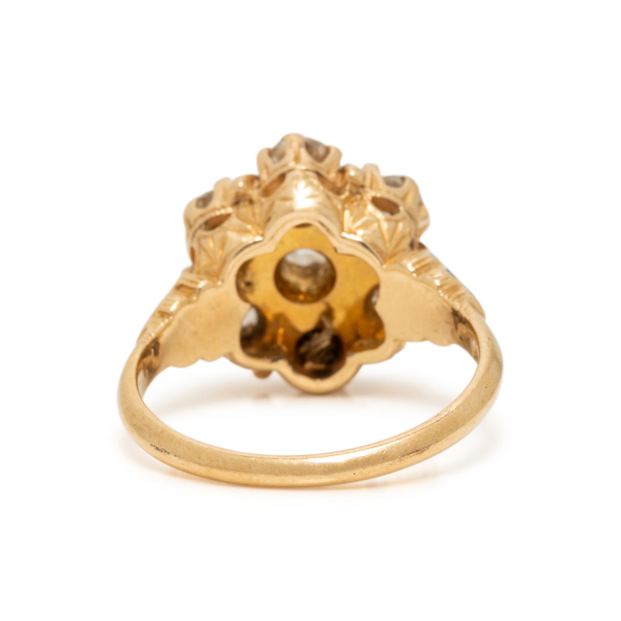 YELLOW GOLD, DIAMOND, AND ENAMEL RING