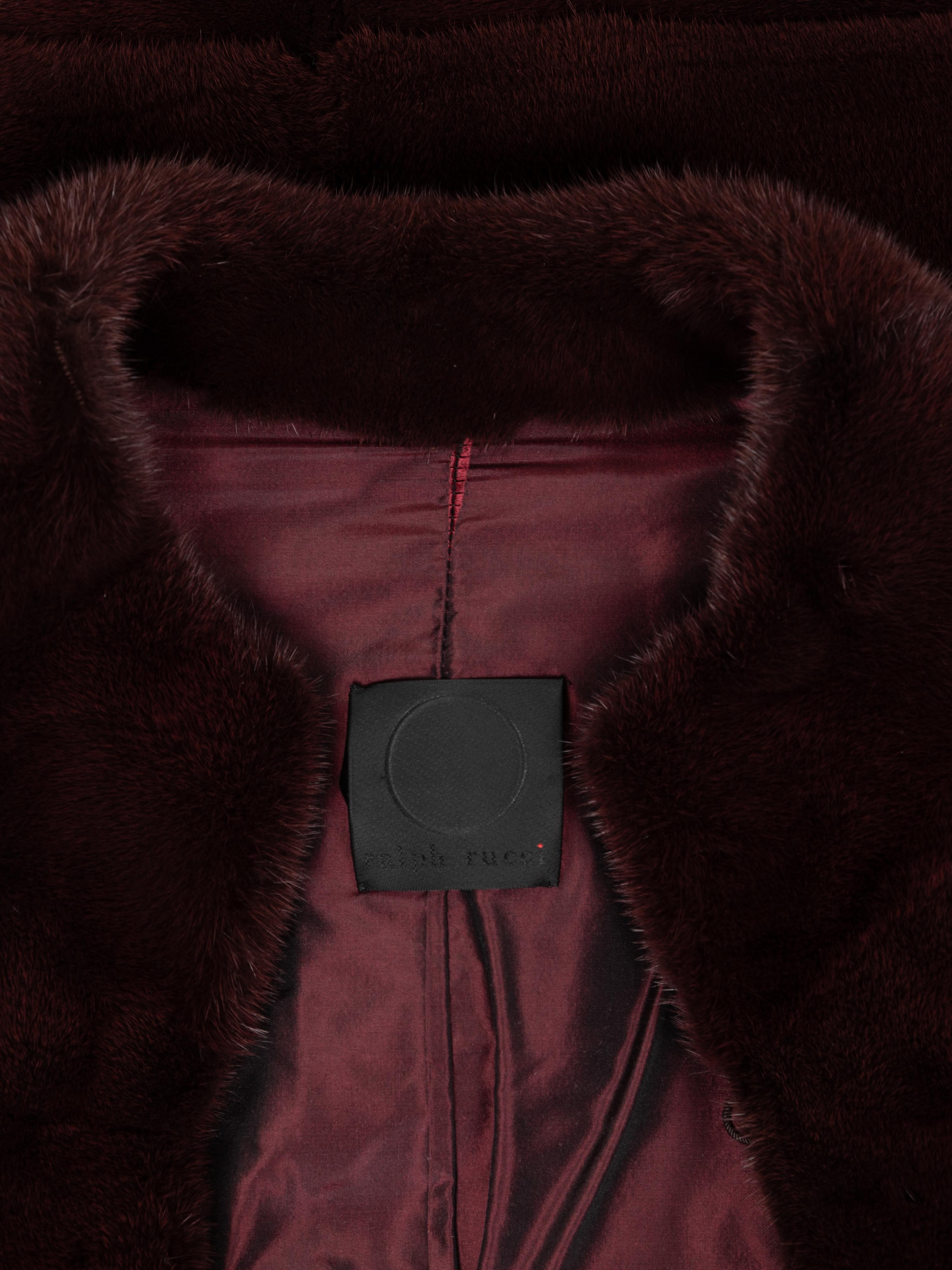 Ralph Rucci Wine-Dyed Mink Fur Coat