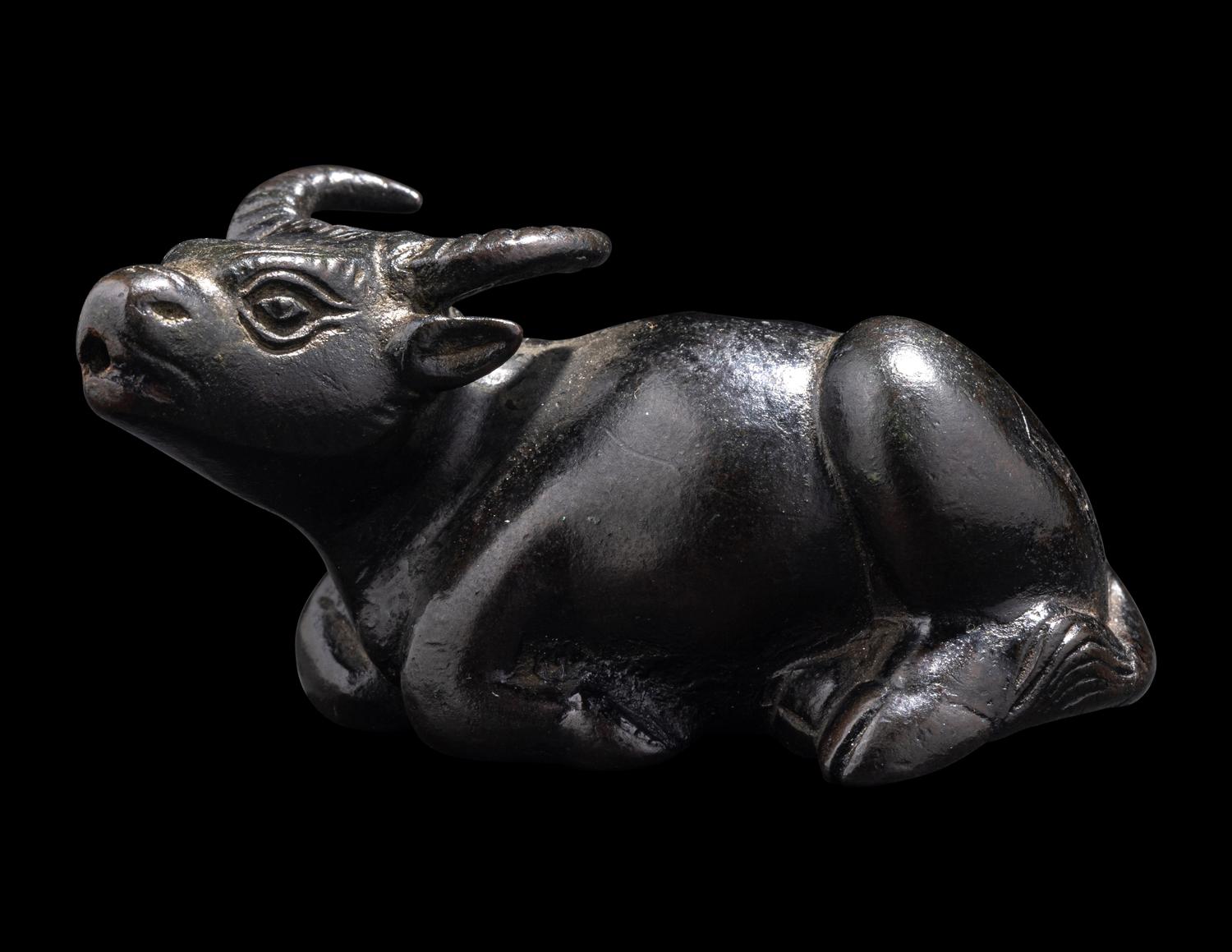 A Small Chinese Bronze Ox-Form Water Dropper