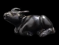 A Small Chinese Bronze Ox-Form Water Dropper