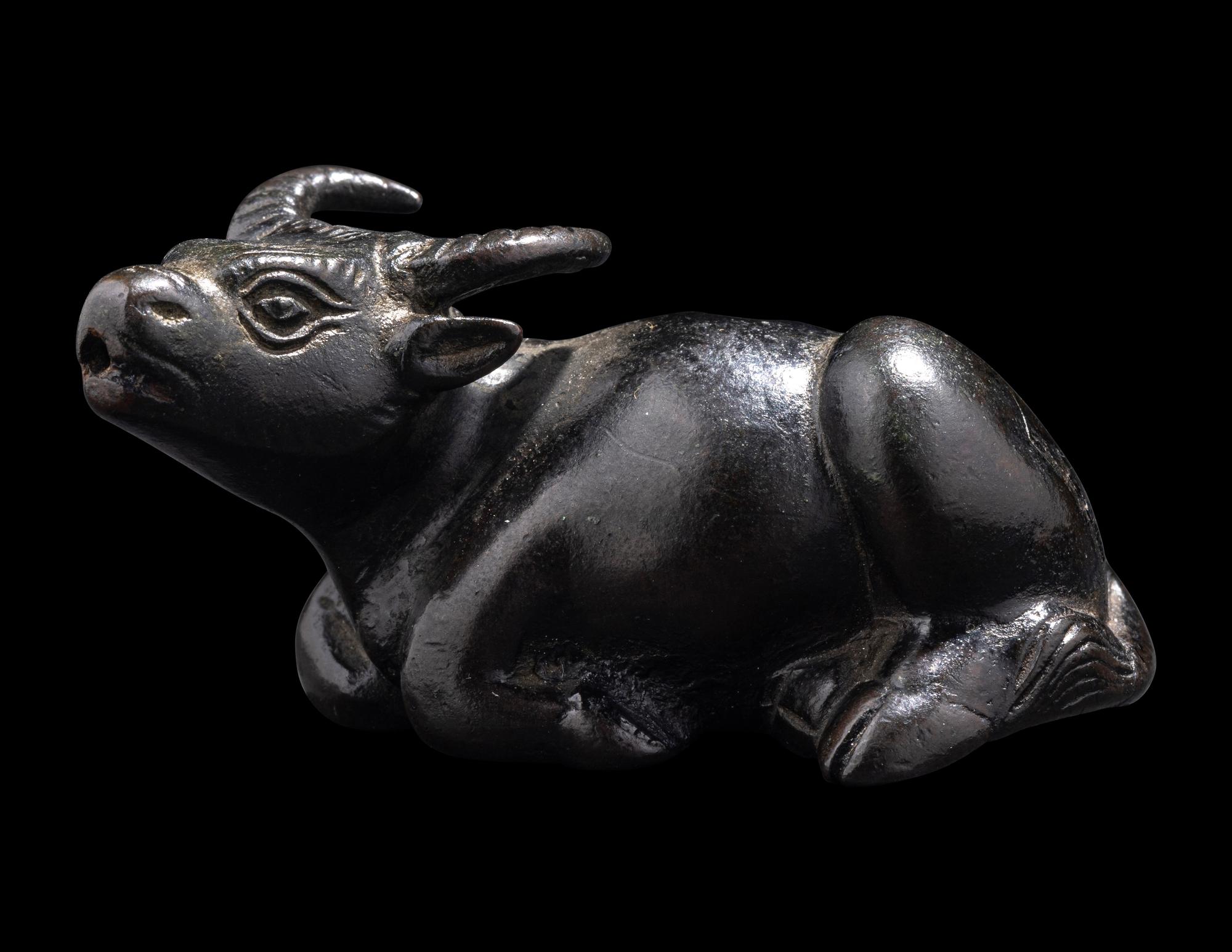 A Small Chinese Bronze Ox-Form Water Dropper