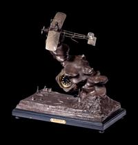 A French Cast Metal Aeronautical Clock, After Xavier Raphanel