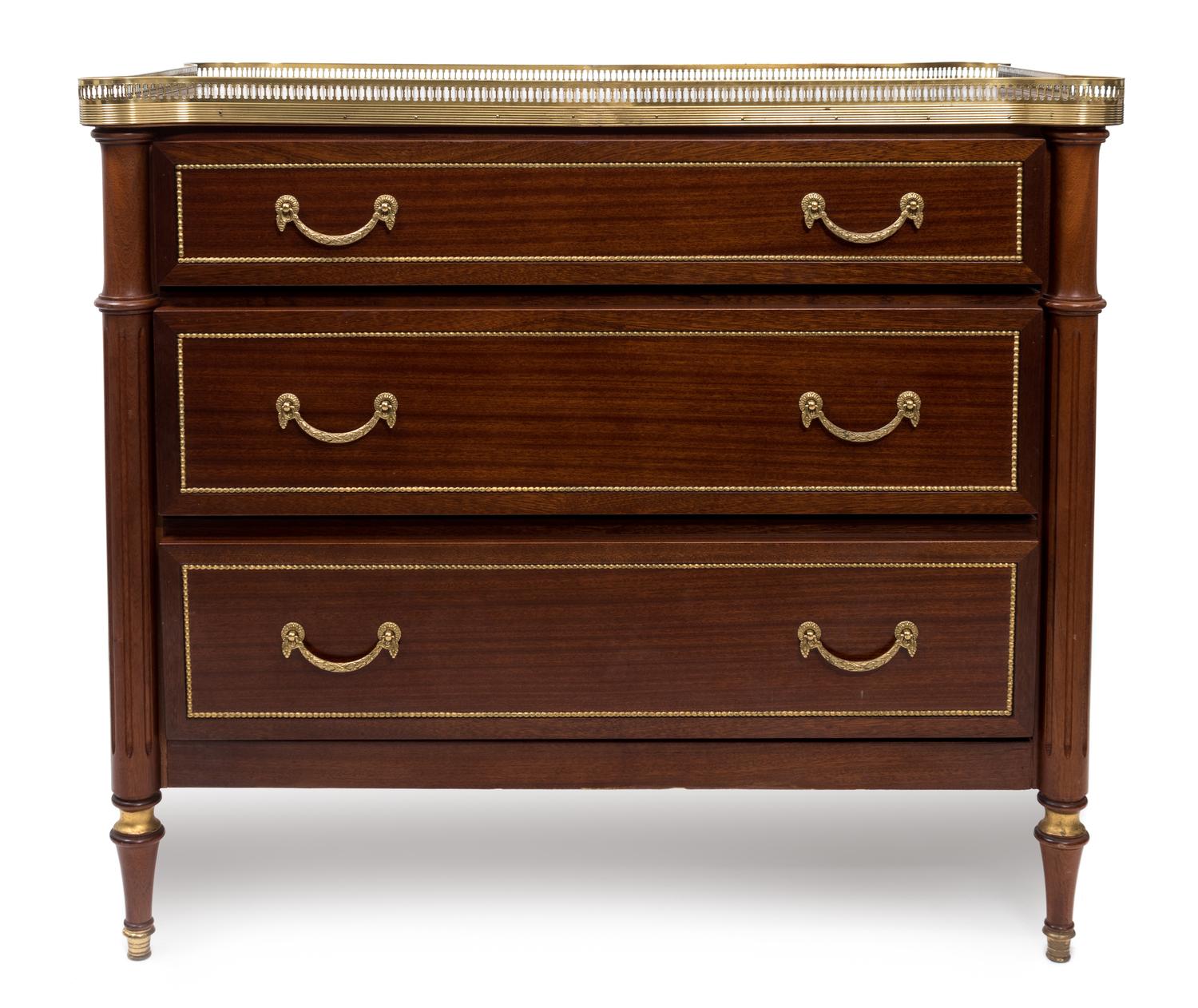 A Louis XVI Style Gilt Metal Mounted Mahogany Commode — LATE 19TH/EARLY 20TH CENTURY
