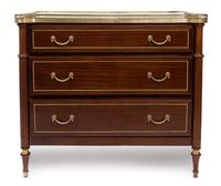 A Louis XVI Style Gilt Metal Mounted Mahogany Commode — LATE 19TH/EARLY 20TH CENTURY