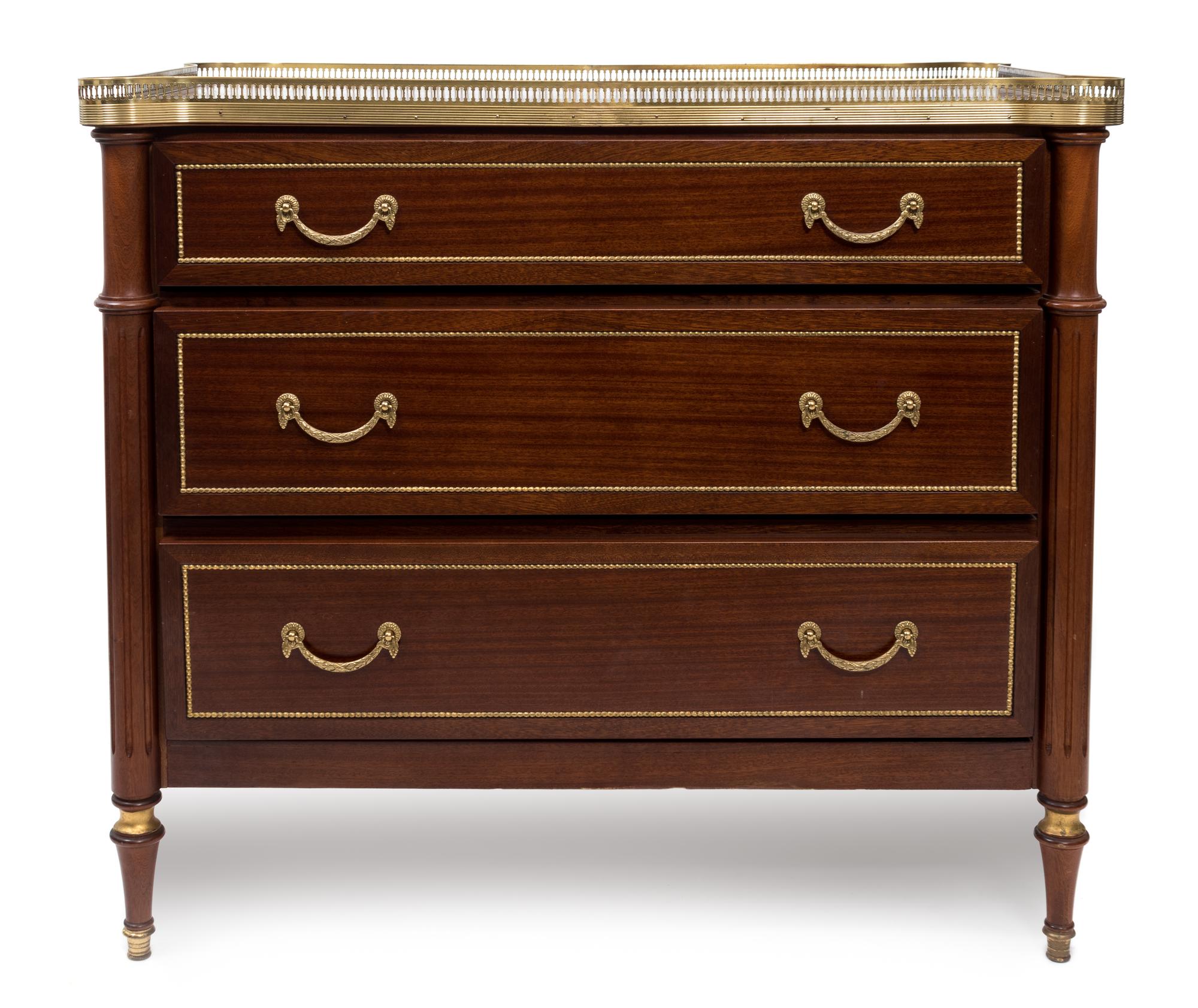 A Louis XVI Style Gilt Metal Mounted Mahogany Commode — LATE 19TH/EARLY 20TH CENTURY