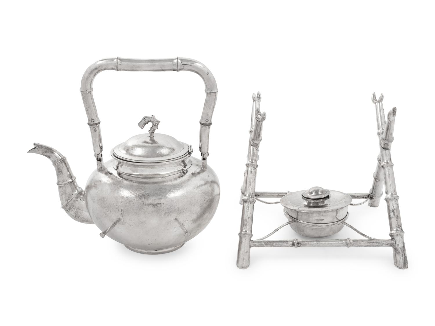 A Chinese Export Silver Teapot and Stand